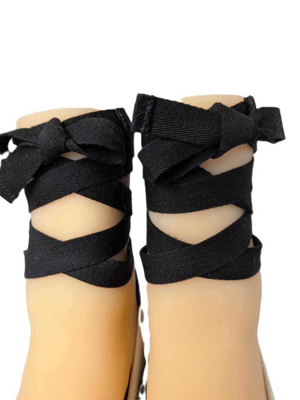 NWOT Rothy's Cream Black Espadrille Flats Ankle Wrap Laces 9.5 Sustainable - Picture 8 of 11